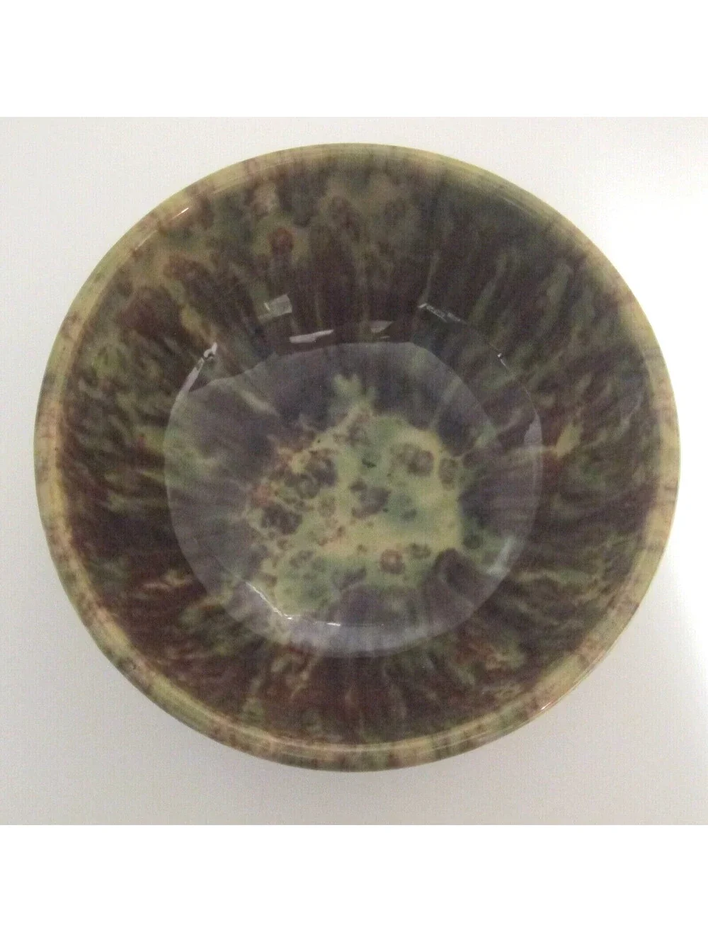 Antique Morton Pottery Woodland Splatterware Ribbed Nesting Bowl 7